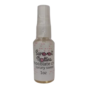Luxury Line - Chocolate Chip flavored intimacy spray bottle from Sweet Nuttins on a transparent background
