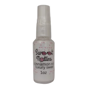 Luxury Line - Cinnamon Roll flavored intimacy spray bottle from Sweet Nuttins on a transparent background