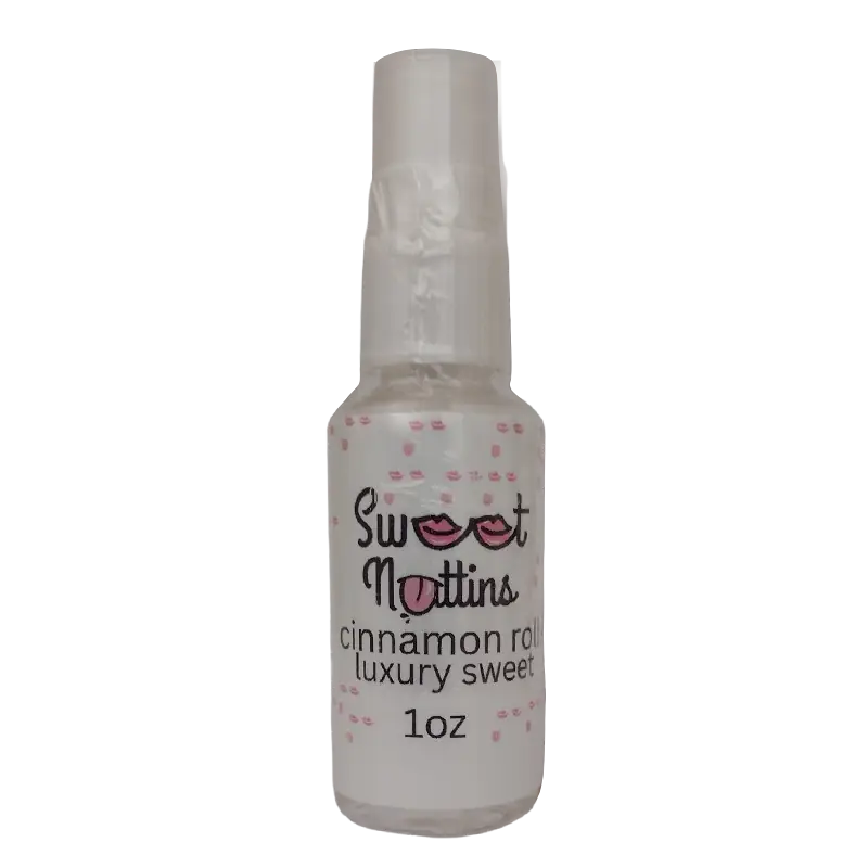 Luxury Line - Cinnamon Roll flavored intimacy spray bottle from Sweet Nuttins on a transparent background