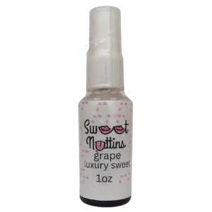 Luxury Line - Grape flavored intimacy spray bottle from Sweet Nuttins on a transparent background