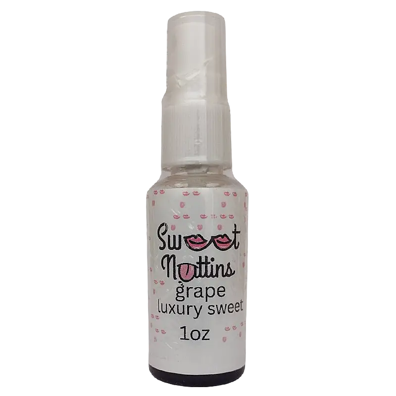 Luxury Line - Grape flavored intimacy spray bottle from Sweet Nuttins on a transparent background