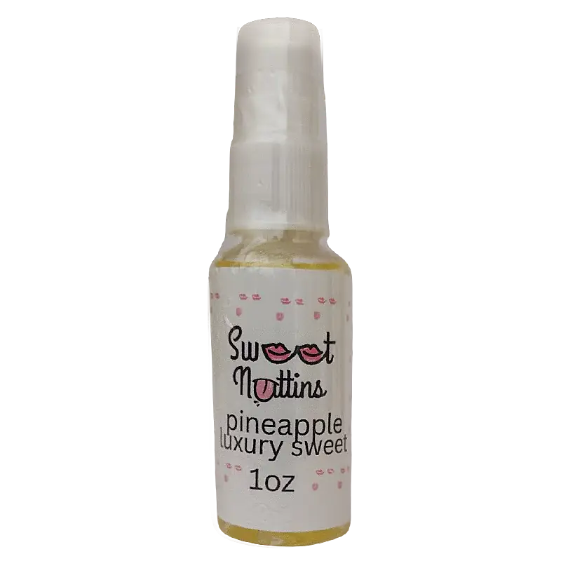 Luxury Line - Pineapple flavored intimacy spray bottle from Sweet Nuttins on a transparent background