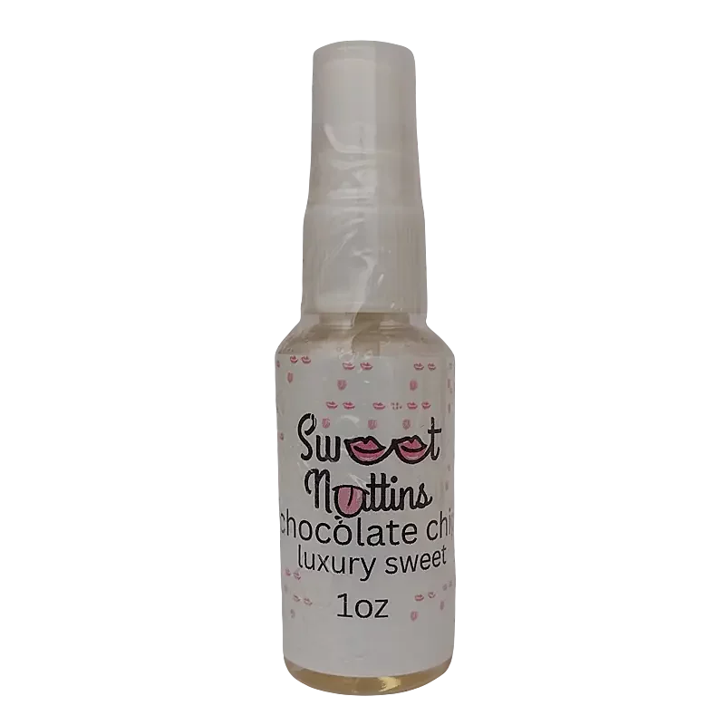 Luxury Line - Chocolate Chip flavored intimacy spray bottle from Sweet Nuttins on a transparent background