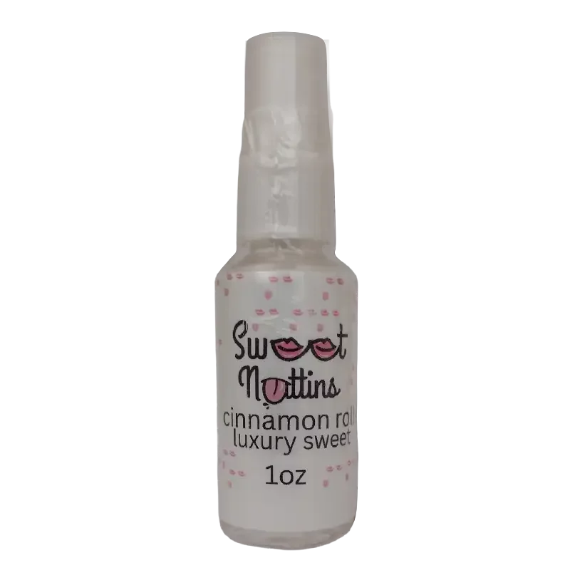 Luxury Line - Cinnamon Roll flavored intimacy spray bottle from Sweet Nuttins on a transparent background