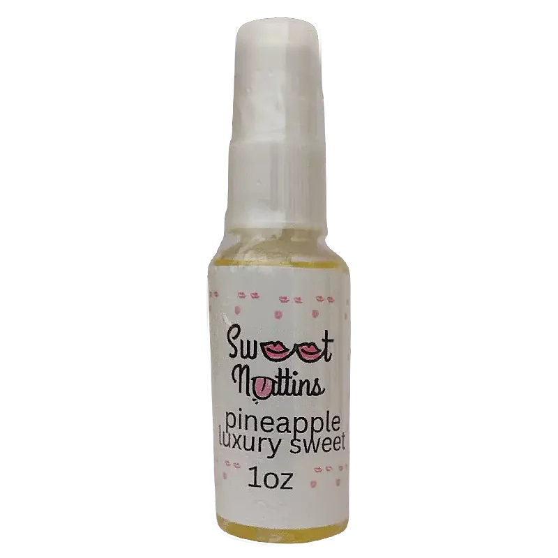 Luxury Line - Pineapple flavored intimacy spray bottle from Sweet Nuttins on a transparent background